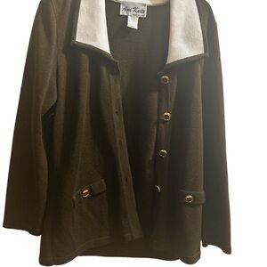 Black and White Cardigan with Gold Buttons